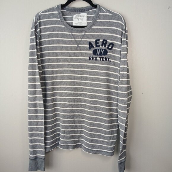 Aeropostale Other - MENS AEROPOSTLE THERMAL PULLOVER, LONG SLEEVE, GRAY WITH WHITE STRIPE, SIZE XL